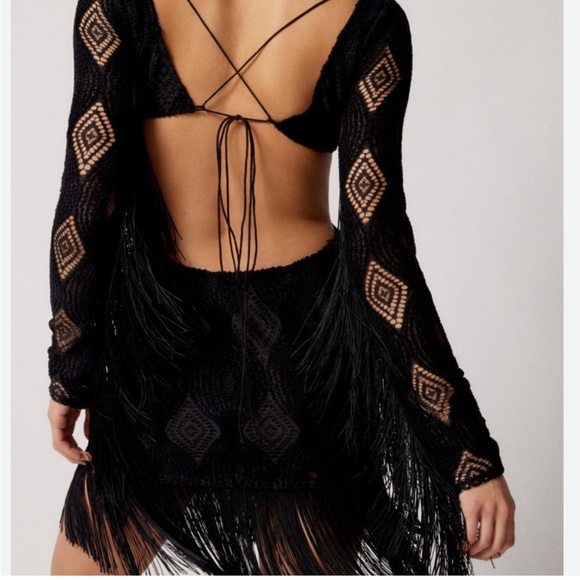 For Love and Lemons Aubrey Mini Dress in Black Size Medium NWT - Picture 5 of 11